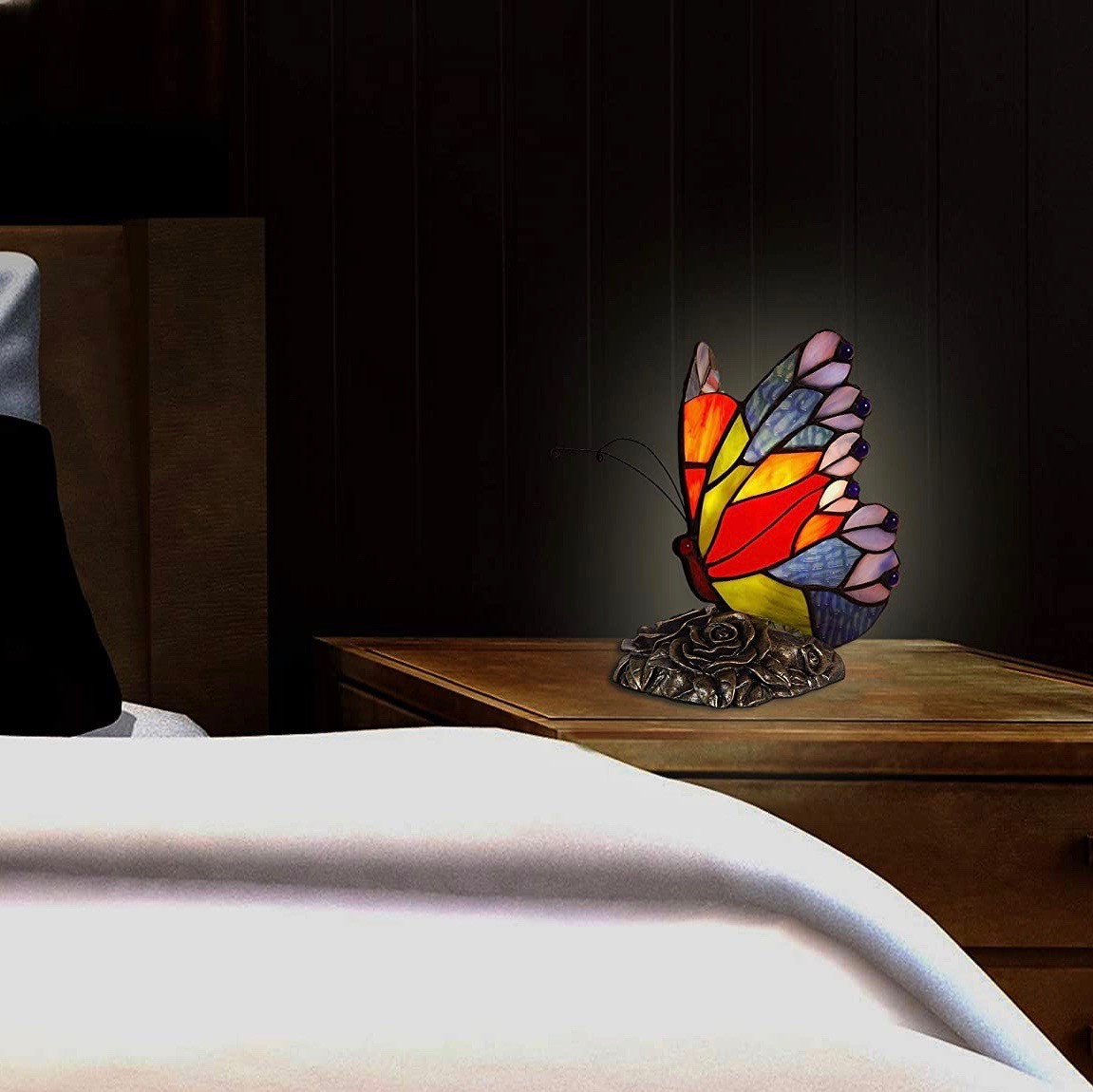 186,95 € Envoi gratuit | Lampe de table 25W 22×17 cm. Conception en forme de papillon Verre
