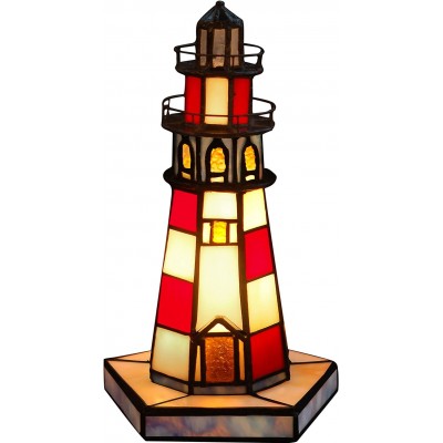 Table lamp 25W Cylindrical Shape 26×16 cm. Lighthouse shaped design Living room, bedroom and lobby. Design Style. Glass. Red Color
