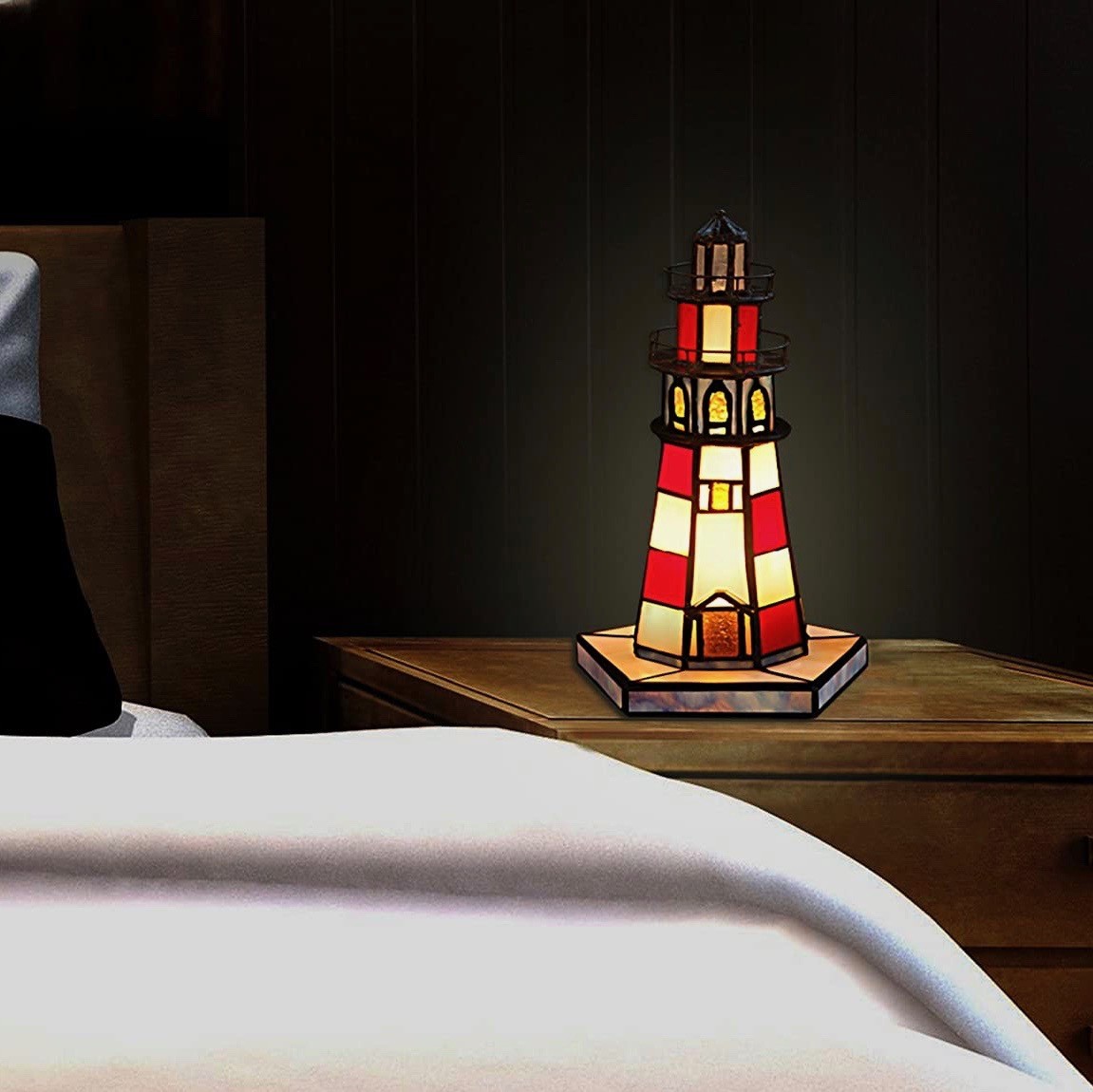 259,95 € Envoi gratuit | Lampe de table 25W 26×16 cm. Conception en forme de phare Verre. Couleur rouge