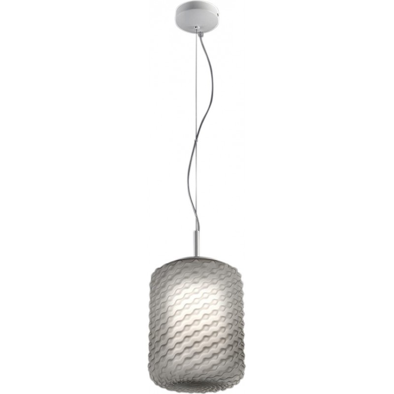 273,95 € Free Shipping | Hanging lamp 70W Cylindrical Shape 27×21 cm. Dining room, bedroom and lobby. Modern Style. Metal casting and Glass. Gray Color
