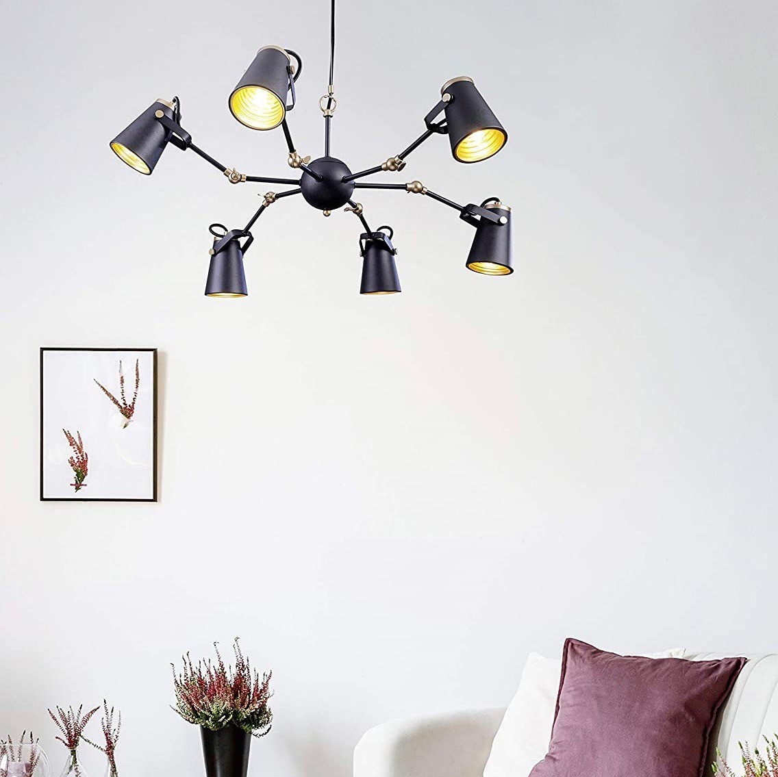 158,95 € 免费送货 | 枝形吊灯 Trio 40W Ø 80 cm. 6个可调聚光灯 金属. 黑色的 颜色
