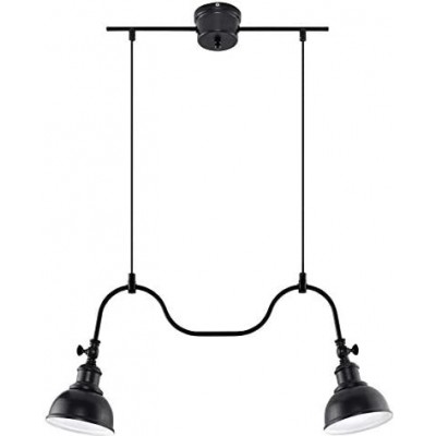 Lampe à suspension Façonner Sphérique 80×65 cm. Double foyer Salle, salle à manger et hall. Acier. Couleur noir