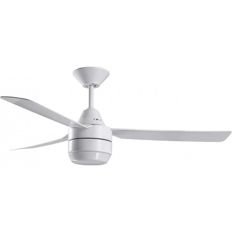 188,95 € Free Shipping | Ceiling fan with light 45W Ø 122 cm. 3 vanes-blades. Integrated LED lighting. Remote control Pmma and metal casting. White Color
