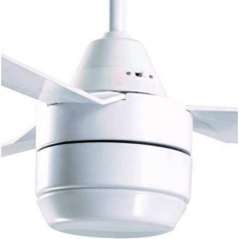 198,95 € Free Shipping | Ceiling fan with light 45W Ø 122 cm. 3 vanes-blades. Integrated LED lighting. Remote control Dining room, bedroom and lobby. PMMA and Metal casting. White Color