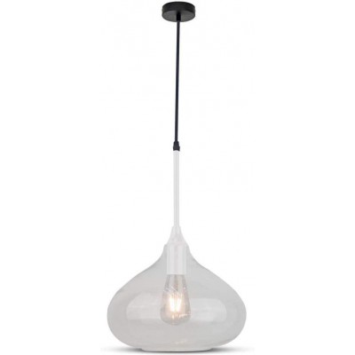 68,95 € Spedizione Gratuita | Lampada a sospensione 60W 129×44 cm. Alluminio, cristallo e bicchiere. Colore bianca