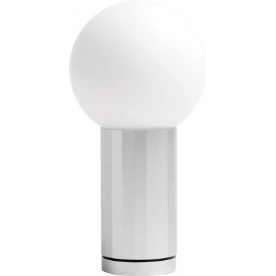 Lámpara de sobremesa Forma Esférica 20×10 cm. Salón, comedor y dormitorio. Aluminio y Vidrio. Color aluminio