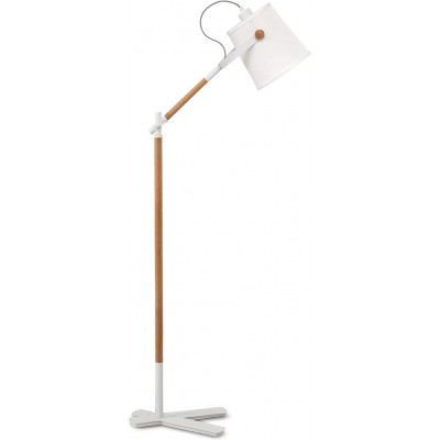 Lámpara de pie Forma Cilíndrica 130×60 cm. Salón, comedor y dormitorio. Estilo nórdico. Acero, Acero inoxidable y Textil. Color blanco