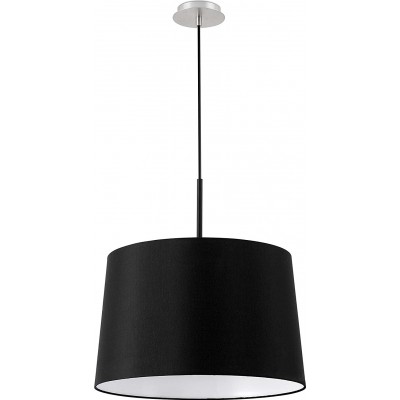 Lampe à suspension 20W Façonner Cylindrique Ø 45 cm. Salle à manger, chambre et hall. Métal et Textile. Couleur noir