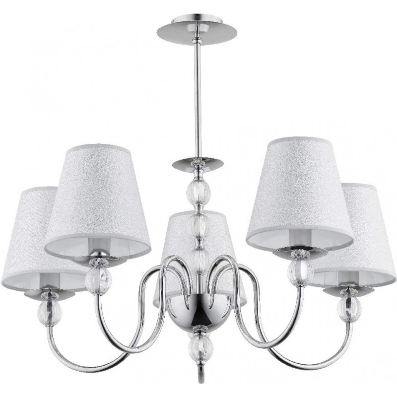 158,95 € Free Shipping | Chandelier 40W 57×57 cm. 5 light points Steel and pmma. White Color