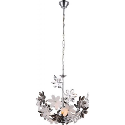 Hängelampe 135×38 cm. Lampenschirm mit floralem Design Wohnzimmer, esszimmer und schlafzimmer. Modern Stil. Kristall und Glas. Silber Farbe