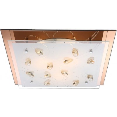 Lampada da soffitto 40W Forma Quadrata 42×42 cm. Soggiorno, sala da pranzo e camera da letto. Cristallo. Colore cromato