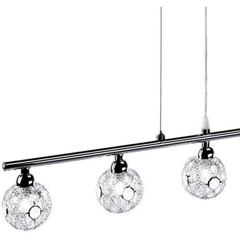 122,95 € Free Shipping | Hanging lamp 28W Spherical Shape 120×75 cm. 5 halogen spotlights Living room, dining room and bedroom. Modern Style. Chromed Metal. Silver Color
