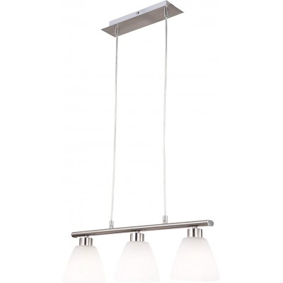 Lampe à suspension 40W Façonner Conique 120×53 cm. Triple foyer Salle à manger, chambre et hall. Style moderne. Métal Nickelé. Couleur nickel