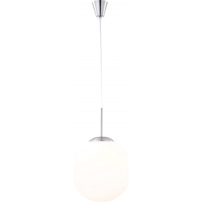Lampe à suspension 60W Façonner Sphérique 45×45 cm. Salle, chambre et hall. Cristal et Métal Nickelé. Couleur nickel