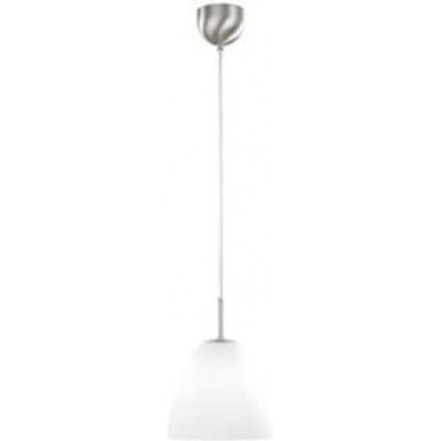 Hanging lamp 75W Conical Shape 30×30 cm. Living room, dining room and bedroom. Glass. Nickel Color
