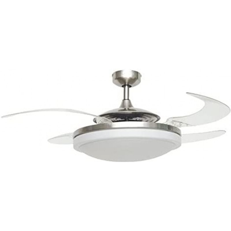 395,95 € Free Shipping | Ceiling fan with light 60W Round Shape 121×121 cm. Deployable blades-blades. Remote control Living room, dining room and bedroom. Modern Style. Metal casting. Plated chrome Color