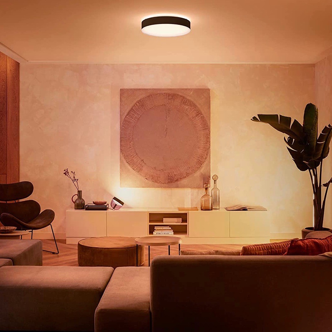 319,95 € Envío gratis | Plafón de interior Philips 34W 4000K Luz neutra. 43×43 cm. LED. Alexa y Google Home Color negro