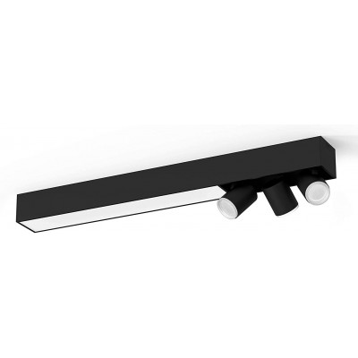 Projecteur d'intérieur Philips 50W 41×13 cm. Spot LED triple orientable. Alexa et Google Home Aluminium et pmma. Couleur noir
