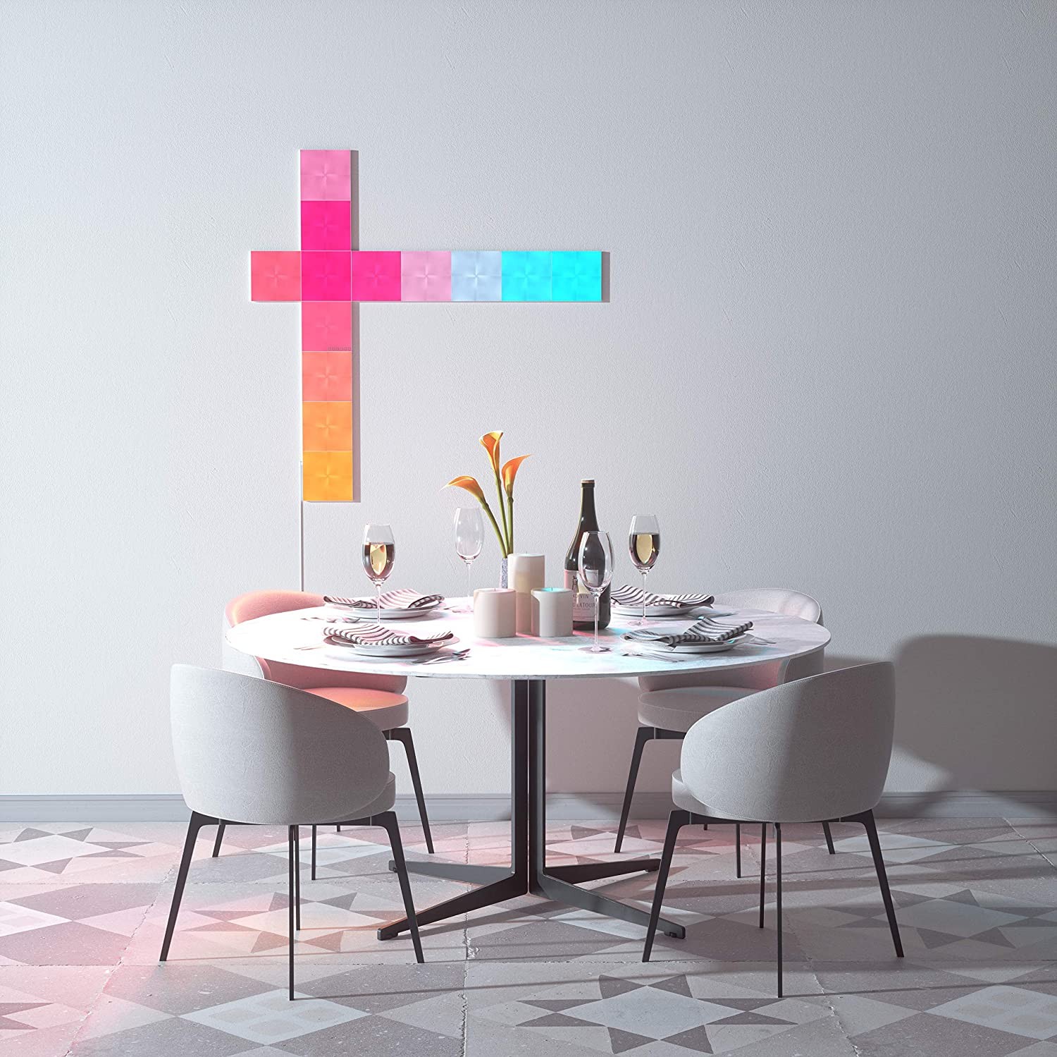 446,95 € Envio grátis | Caixa de 17 unidades Iluminação decorativa 17W 15×15 cm. Kit painel LED multicolorido. Compatível com Alexa, Google Home e Apple Homekit Têxtil