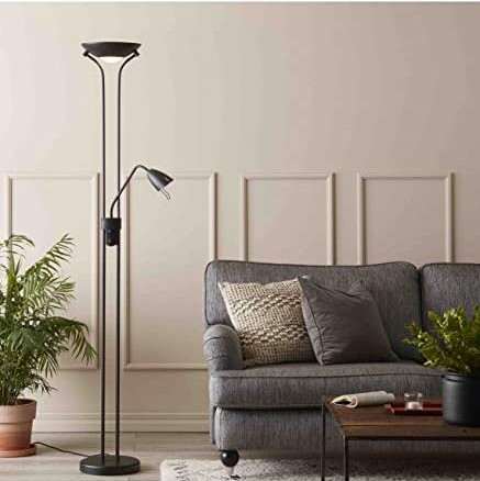 238,95 € Envoi gratuit | Lampadaire 300W 180 cm. Lampe d'appoint pour la lecture Métal. Couleur noir