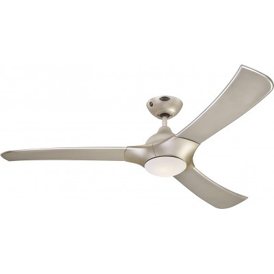 337,95 € Free Shipping | Ceiling fan with light 17W 132×132 cm. 3 vanes-blades. Remote control Dining room, bedroom and lobby. Modern Style. Metal casting. Gray Color