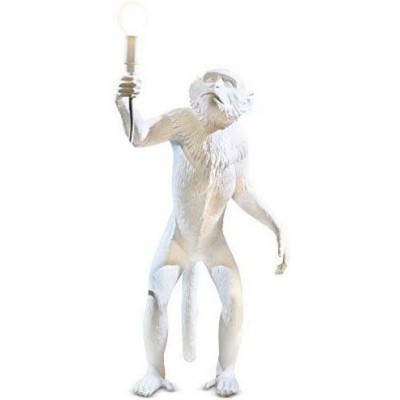 Lâmpada de mesa 4W 58×51 cm. Escultura de Desenho de Macaco Sala de jantar, quarto e salão. Resina. Cor branco