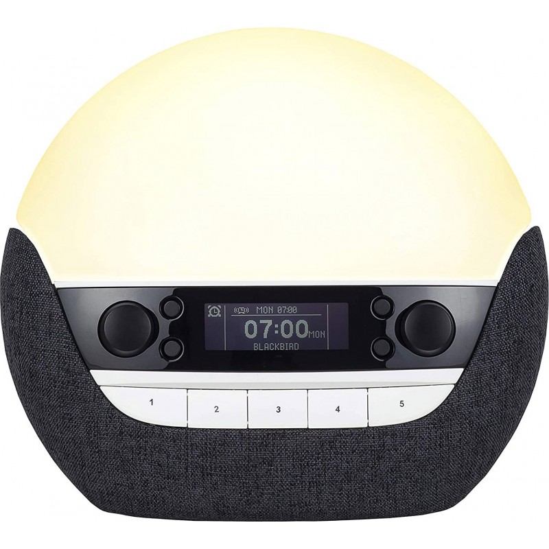 362,95 € Free Shipping | Table lamp Spherical Shape 31×27 cm. Bluetooth radio alarm clock Living room, dining room and bedroom. White Color