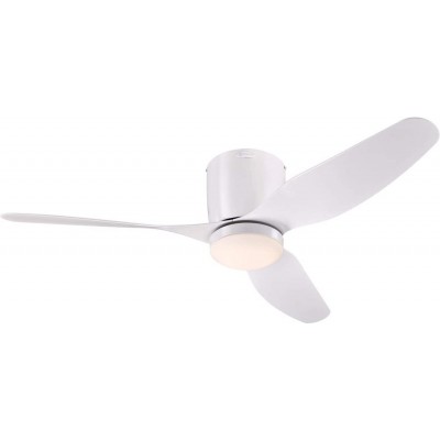 277,95 € Free Shipping | Ceiling fan with light 17W 117×117 cm. 3 vanes-blades. Remote control Living room, dining room and bedroom. Modern Style. Glass. White Color