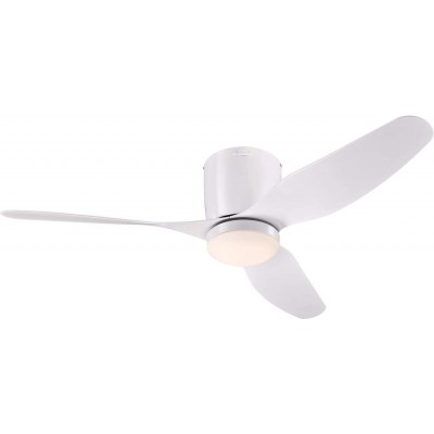 Deckenventilator mit Licht 17W 117×117 cm. 3 Flügelblätter. Fernbedienung Glas. Weiß Farbe