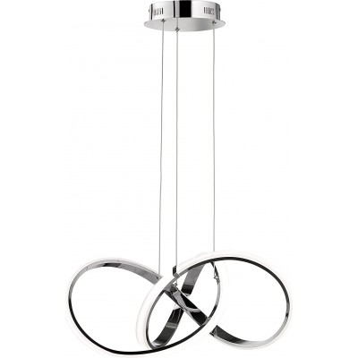 Lampe à suspension 42W Façonner Ronde 55×55 cm. Salle, salle à manger et hall. Style moderne. Aluminium. Couleur chromé