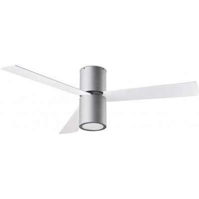 453,95 € Free Shipping | Ceiling fan with light 23W Cylindrical Shape 132×132 cm. 3 vanes-blades. LED lighting Dining room, bedroom and lobby. Modern Style. Acrylic. Gray Color