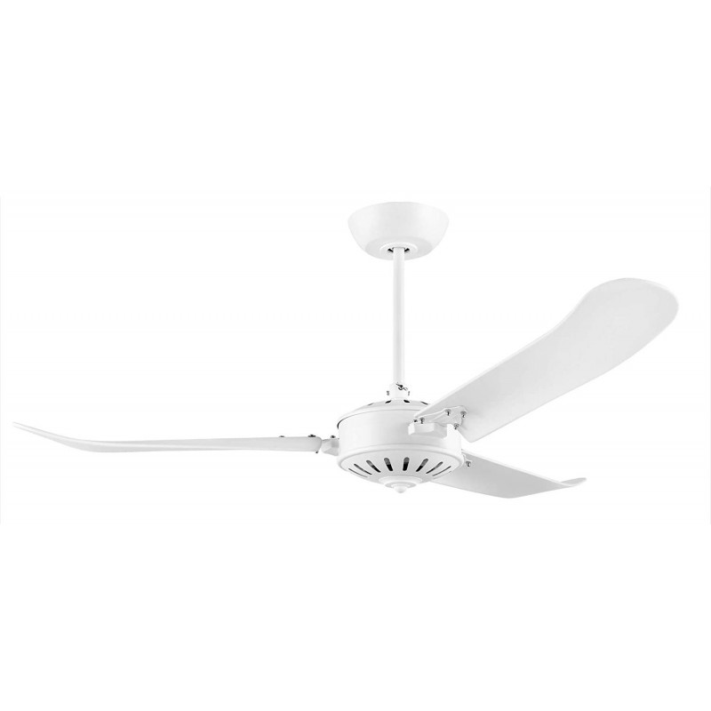 322,95 € Free Shipping | Ceiling fan Eglo Round Shape Ø 137 cm. 3 blades-blades. Remote control Living room and office. Modern Style. Metal casting and Wood. White Color