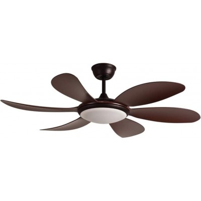 Ventilateur de plafond avec lumière 24W Ø 28 cm. 6 aubes-lames. Télécommande. 3 modes d'éclairage LED Abs et métal. Couleur marron