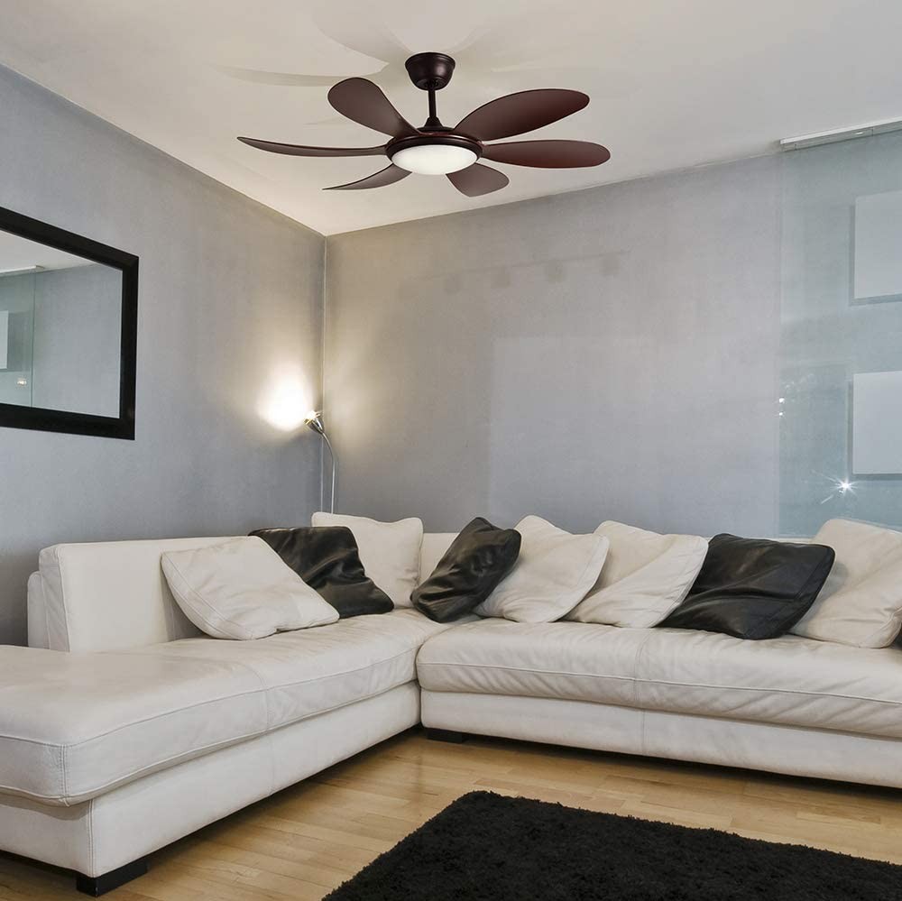 309,95 € Spedizione Gratuita | Ventilatore da soffitto con luce 24W Ø 28 cm. 6 pale. Telecomando. 3 modalità di illuminazione a LED Abs e metallo. Colore marrone