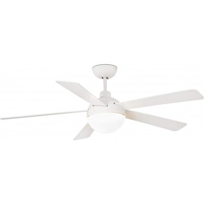 322,95 € Free Shipping | Ceiling fan with light 132×132 cm. 5 vanes-blades. LED lighting Living room, bedroom and lobby. Steel. White Color