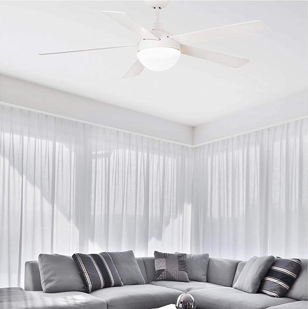 306,95 € Бесплатная доставка | Потолочный вентилятор с подсветкой 132×132 cm. 5 лопаток-лопастей. Светодиодное освещение Стали. Белый Цвет
