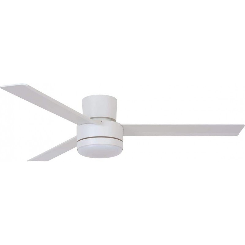 307,95 € Free Shipping | Ceiling fan with light 23W Ø 132 cm. 3 vanes-blades. Remote control. LED lighting Pmma and metal casting. White Color