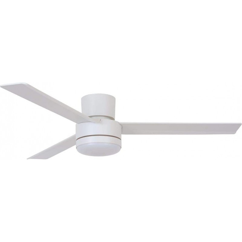 307,95 € Envio grátis | Ventilador de teto com luz 23W Ø 132 cm. 3 palhetas-lâminas. Controle remoto. Iluminação LED Pmma e metais. Cor branco