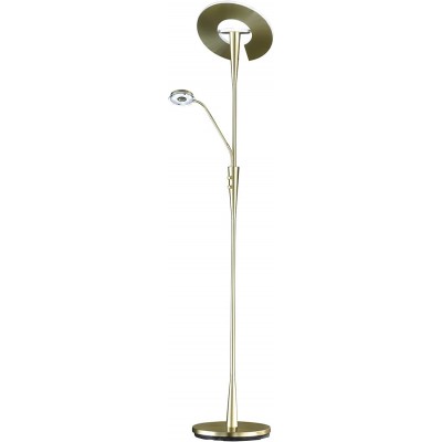 Floor lamp Trio 30W 3000K Warm light. Round Shape 180×60 cm. Auxiliary reading light Bedroom. Industrial Style. Brass. Golden Color
