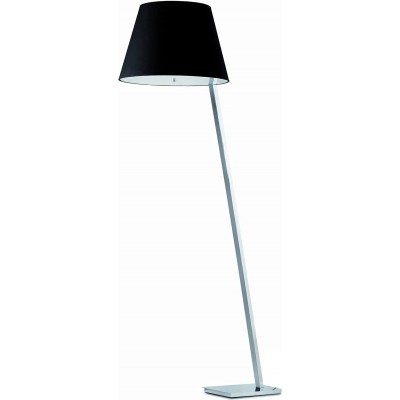 Lampada da pavimento 60W Forma Conica Ø 45 cm. Soggiorno, camera da letto e atrio. Stile moderno. Acciaio, Alluminio e Tessile. Colore nero