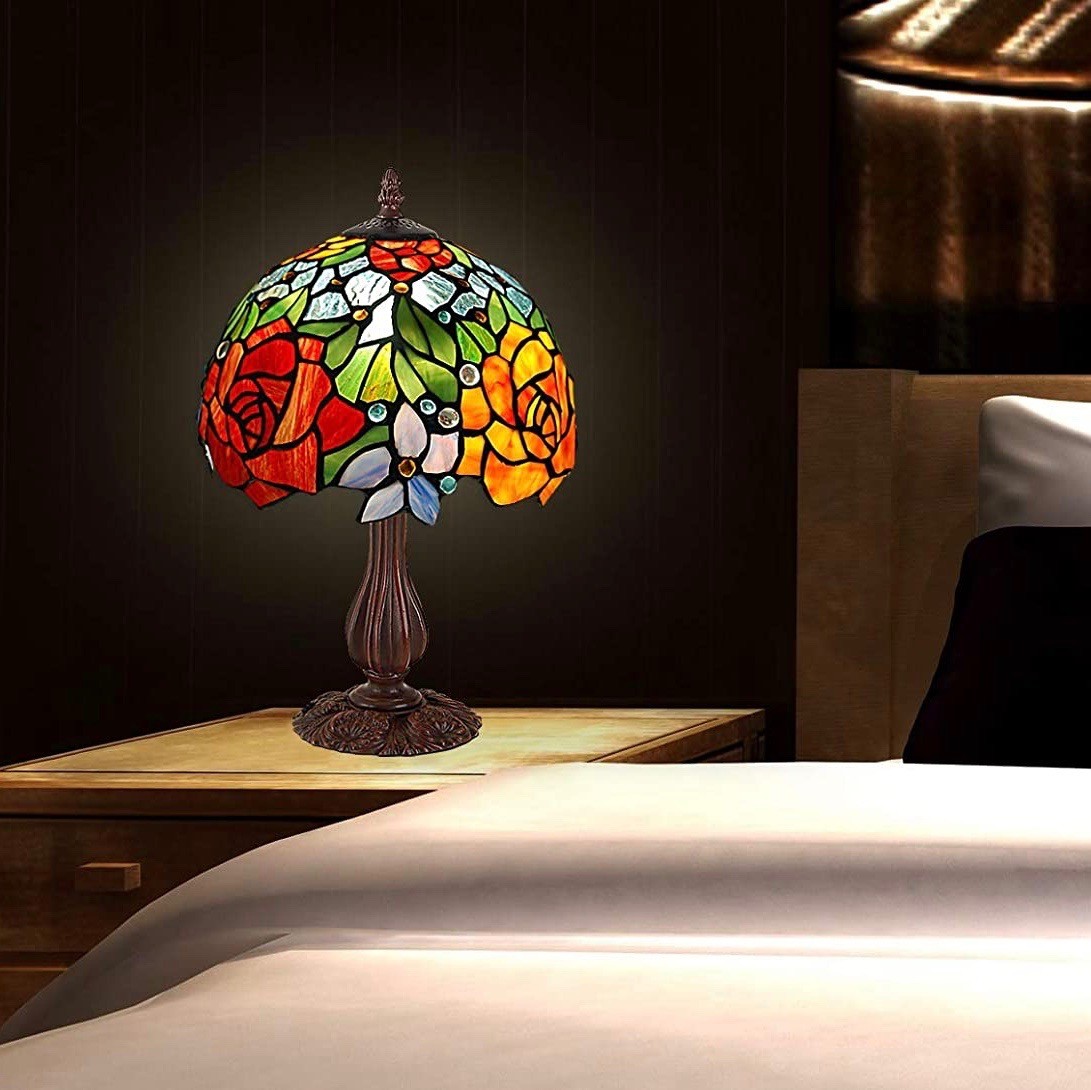 363,95 € Envoi gratuit | Lampe de table 40W Ø 25 cm. Conception de fleurs Métal et verre