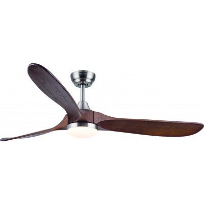 374,95 € Free Shipping | Ceiling fan with light 43×43 cm. 3 vanes-blades. Remote control. Silent Dining room, bedroom and lobby. Modern Style. Steel, Acrylic and Aluminum. Brown Color