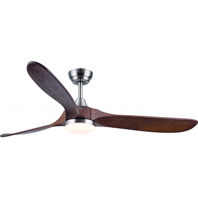 356,95 € Free Shipping | Ceiling fan with light 43×43 cm. 3 vanes-blades. Remote control. Silent Steel, acrylic and aluminum. Brown Color