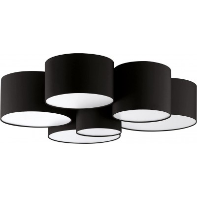 325,95 € Spedizione Gratuita | Lampada da soffitto Eglo 99×99 cm. 6 faretti Cristallo, metallo e tessile. Colore nero