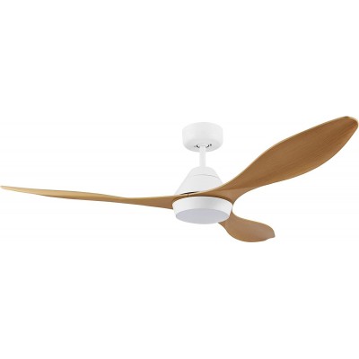 382,95 € Free Shipping | Ceiling fan with light Eglo 18W 4000K Neutral light. Ø 132 cm. Silent. 3 vanes-blades. Remote control. timer Steel and acrylic. Brown Color