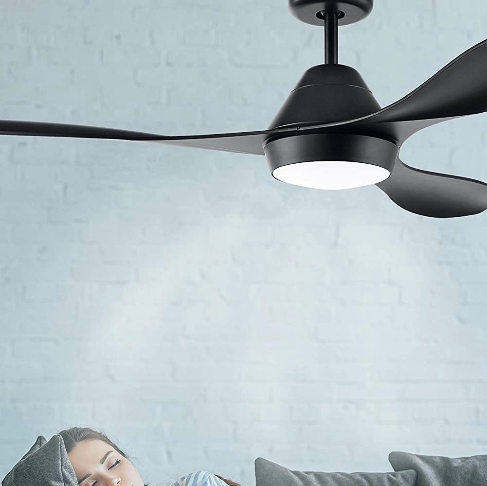 382,95 € Free Shipping | Ceiling fan with light Eglo 18W 4000K Neutral light. Ø 132 cm. Silent. 3 vanes-blades. Remote control. timer Steel and acrylic. Brown Color