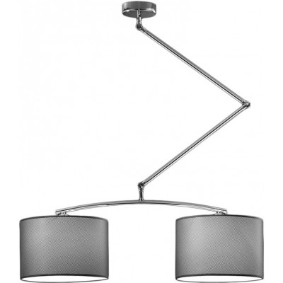 Lampada a sospensione Forma Cilindrica 120×85 cm. Doppia messa a fuoco Soggiorno, camera da letto e atrio. Metallo e Tessile. Colore cromato
