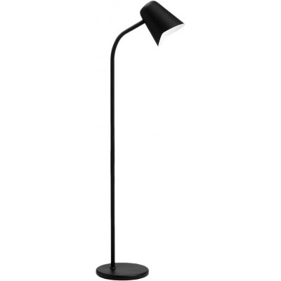 Lámpara de pie Forma Cónica 130×24 cm. Zona de trabajo y tienda. Acero. Color negro