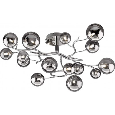 344,95 € Free Shipping | Chandelier Spherical Shape 102×60 cm. Living room, bedroom and lobby. Modern Style. Metal casting and Glass. Plated chrome Color