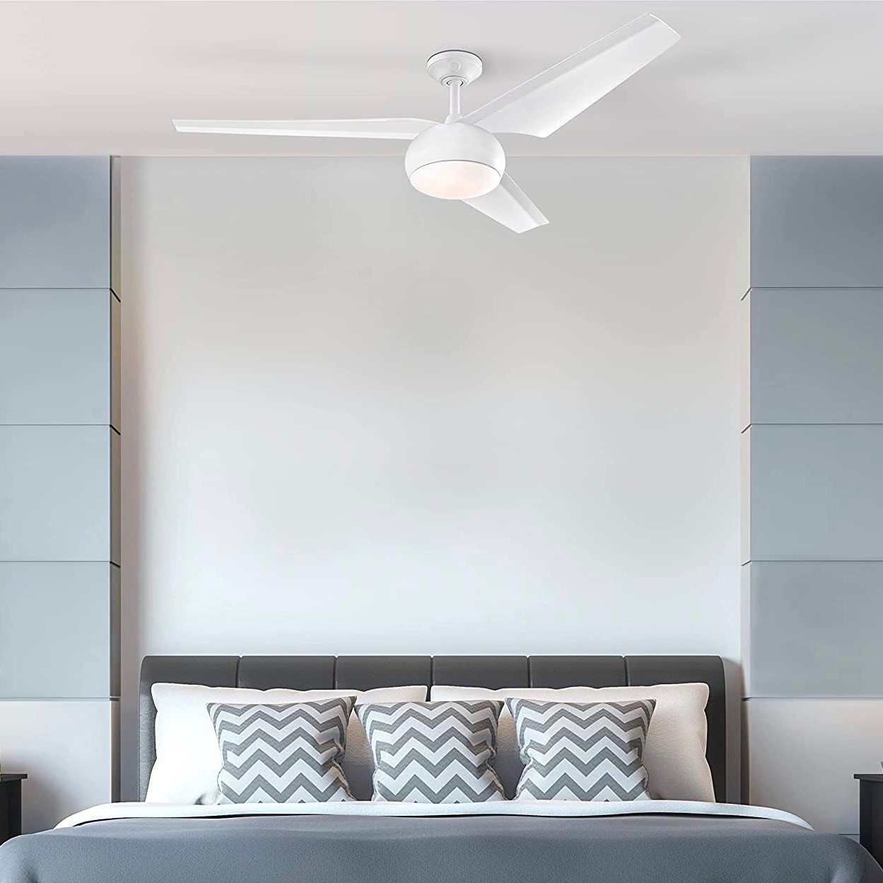 309,95 € Envio grátis | Ventilador de teto com luz 60W 3000K Luz quente. 74×31 cm. 3 palhetas Vidro. Cor branco